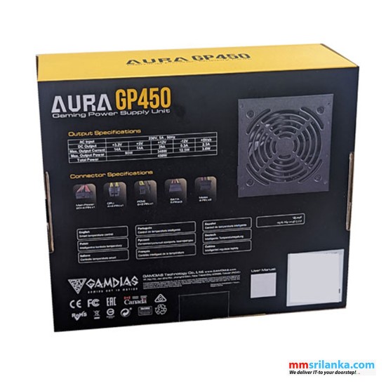 GAMDIAS AURA GP450 GAMING 450W POWER SUPPLY